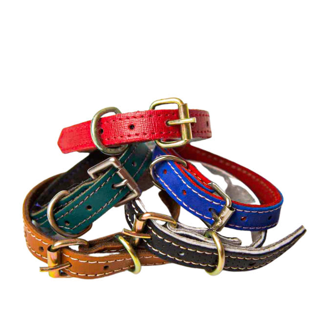 Zgardă din piele naturală neagră 35x1.5cm