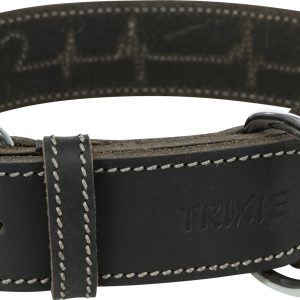 Zgarda Piele Rustic Heartbeat L: 47-55cm/40mm Negru, 18986