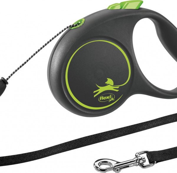 Lesa Flexi Black Design, Snur, S: 5m/12kg, Green, 12254