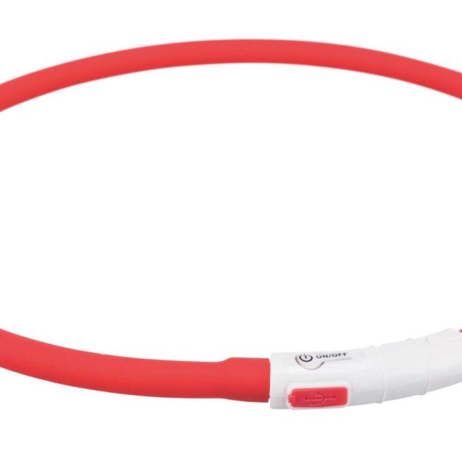 Zgarda/Led Incarcare Usb, XS-XL, 70 cm/10 mm, Rosu, 12643