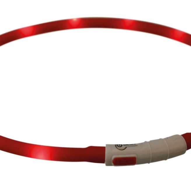 Zgarda/Led Incarcare Usb, XS-XL, 70 cm/10 mm, Rosu, 12643