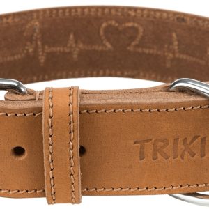 Zgarda Piele Rustic Heartbeat L- x L: 55-65 cm / 40mm Maro, 19017