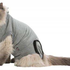 Tricou protecție corp pisică, S-M, 32-36 cm gri, 19528