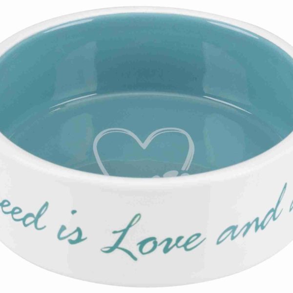 Castron ceramic Pet's Home, 0.3 l/ 12 cm, crem/verde, 25050