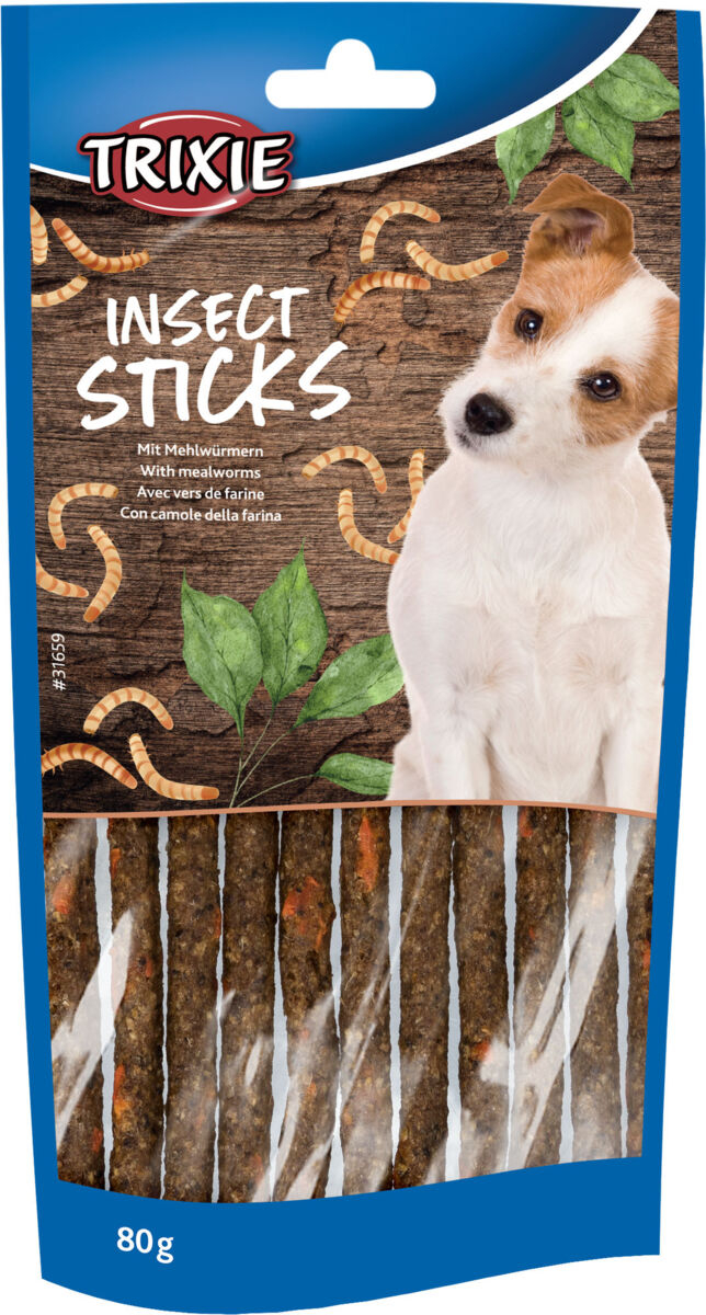 Sticksuri mono-proteice-insecte pentru căini alergici 80g