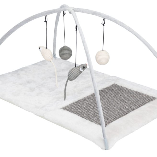 Sisal Plat Junior cu 4 Jucarii, 60 x 33 x 42 cm, Gri, 43114