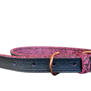 Zgarda Monserra Piele Naturala, Negru/Roz, 20 mm x 45 cm