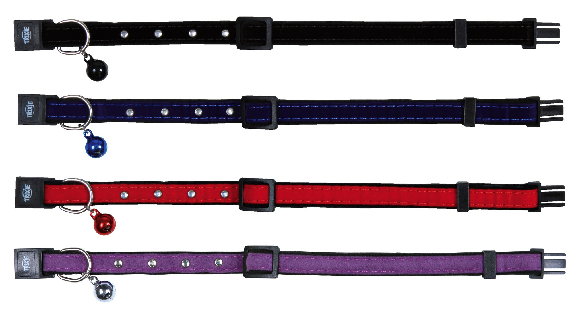 Zgardă catifelată cu clopoțel și strasuri