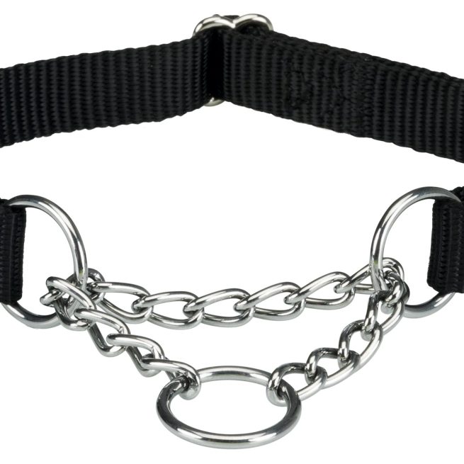 Zgarda Chinga cu Lant Strangulanta, S-M: 30-40 cm/15 mm Negru, 202701