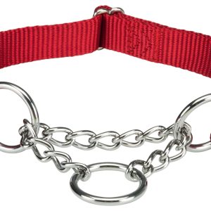 Zgarda Chinga cu Lant Strangulanta, S-M: 30-40 cm/15 mm Rosu, 202703