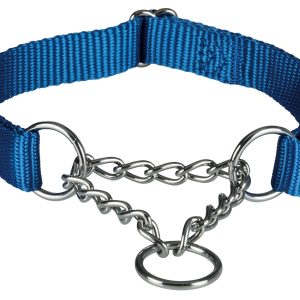 Zgardă chingă cu lanț strangulantă 35-50cm M-L albastru 202802