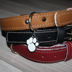 Zgardă pisici din piele naturală maro 30x1.5cm