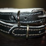 Zgardă din piele naturală neagră 35x1.5cm