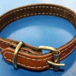 Zgardă din piele naturală maro 35x1.5cm