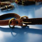 Zgardă din piele naturală maro 35x1.5cm