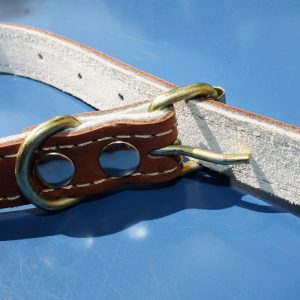 Zgardă din piele naturală maro 45x2cm