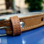 Zgardă din piele naturală maro 60x3cm