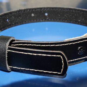 Zgardă din piele naturală neagră 60x3cm