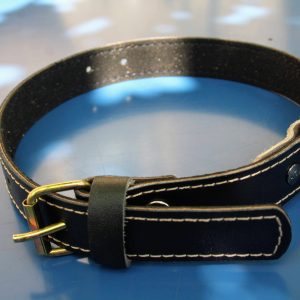 Zgardă din piele naturală neagră 60x3cm