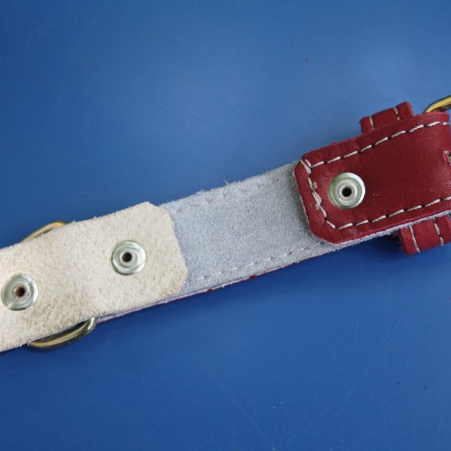 Zgardă din piele naturală roșie 60x3cm