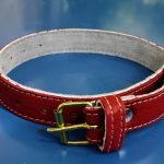 Zgardă din piele naturală roșie 60x3cm