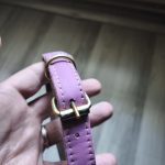 Zgardă din piele naturală roz 45x2cm