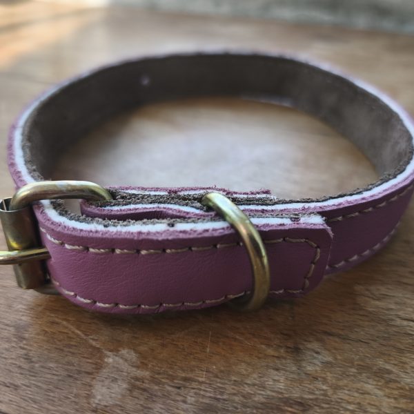 Zgardă din piele naturală roz 45x2cm