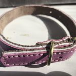 Zgardă din piele naturală roz 45x2cm