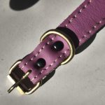 Zgardă din piele naturală roz 45x2cm